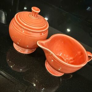 Fiesta Individual Sugar Bowl & Ring Handled Creamer Set